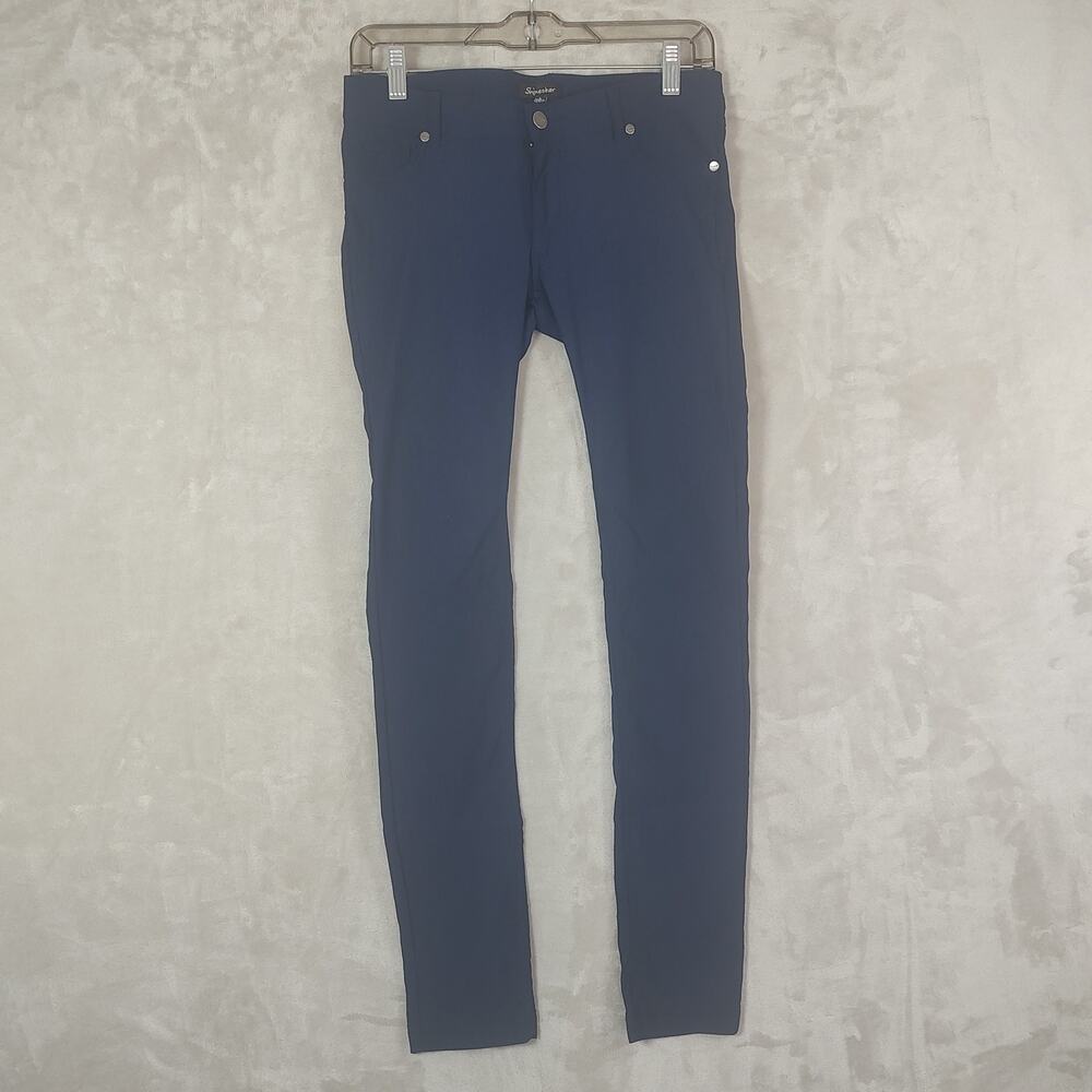 Women's Navy Blue Stretch Skinny Pants Size Large Back Pockets Only by Shinestar